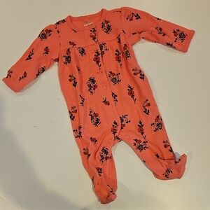 Carter's Coral and Navy Floral Footie